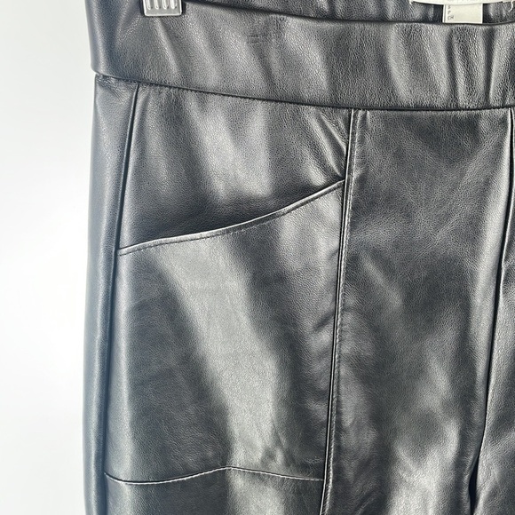 H by Halston black faux leather stretch pants front pockets NWT sz sm - Picture 9 of 11
